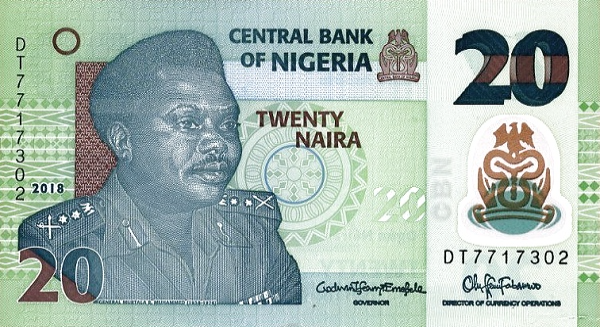 P34n Nigeria 20 Naira Year 2018